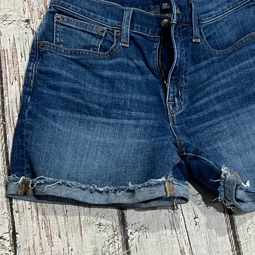 J. Crew Denim Blue Distressed Women's Shorts Button Up Summer Vacation